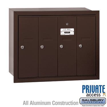 Vertical Mailbox (Includes Master Commercial Lock) - 4 Doors - Bronze - Recessed Mounted - Private Access